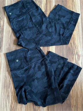 Set of 2 Lululemon Align Crop 21” Black Camo Leggings, Size 16
